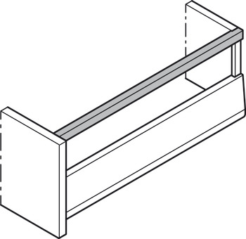 Drawer set, Blum Merivobox, system height E with railing, 70 kg load bearing capacity