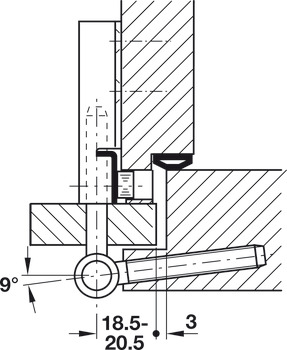 Drill-in hinge, Simonswerk V 5450, rising, for rebated interior doors up to 40 kg