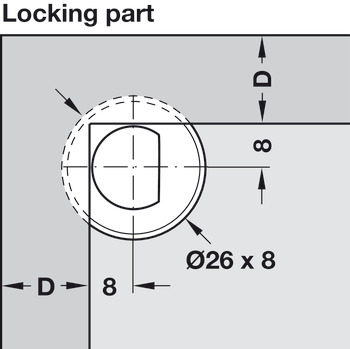 Locking part, Häfele Metalla 510 Push, for wooden doors