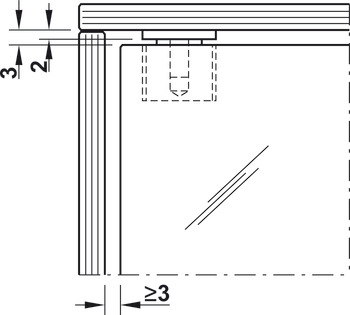 Glass door pivot hinge, Opening angle max. 130°, inset