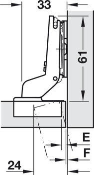 Concealed hinge, Häfele Metalla 510 A/SM 110°, inset mounting