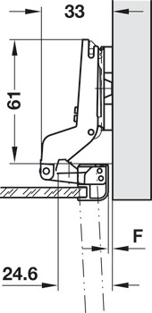 Concealed hinge, Häfele Metalla 510 A/SM 105°, inset mounting