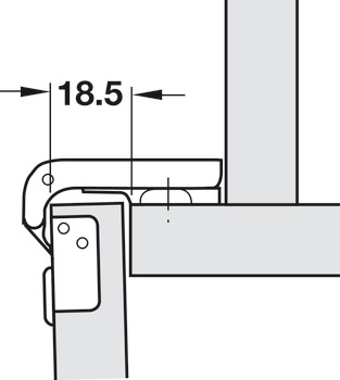 Concealed hinge, Häfele Metalla Mini A 95°, for face frame mounting, for wood