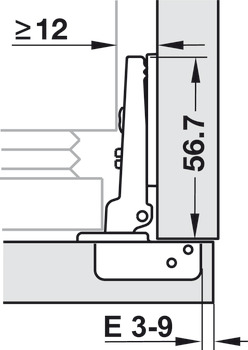 Concealed hinge, Häfele Metalla 510 A 94°, full overlay mounting, for refrigerator doors