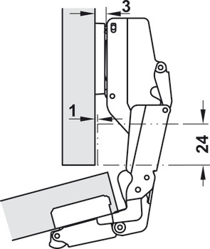 Concealed hinge, Häfele Metalla 510 A/SM 165°, full overlay mounting