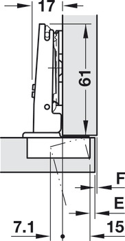 Concealed hinge, Häfele Metalla 510 Push A/SM 110°, full overlay mounting