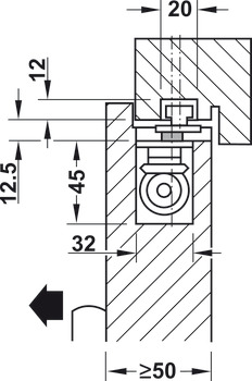 Door closer, Boxer, EN 2–4, concealed, with 4 mm extended pivot, Geze