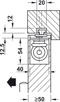 Door closer, Boxer, EN 3–6, concealed, with 4 mm extended pivot, Geze