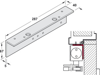 Soffit fixing bracket, for overhead installation, for TS 4000, Geze