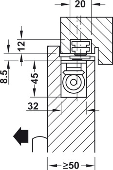 Door closer, Boxer, EN 2–4, concealed, with mechanical hold open function, Geze