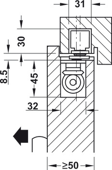 Door closer, Boxer, EN 2–4, concealed, with electromechanical hold open function, Geze