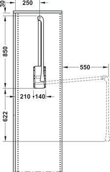 Wardrobe lift, For internal cabinet width 440–610 mm