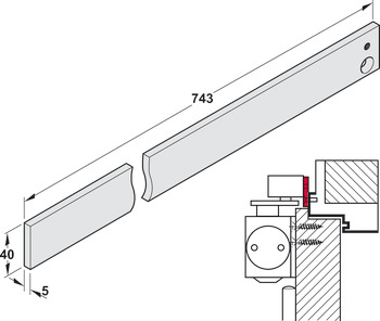 Mounting plate, for R/RFS guide rail from TS 5000, overhead door closer, Geze
