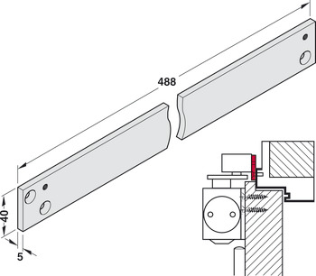 Mounting plate, for E guide rail from the TS 5000 range, overhead door closer, Geze