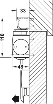 Overhead door closer, TS 5000 EFS set, EN 3–6, with guide rail, Geze