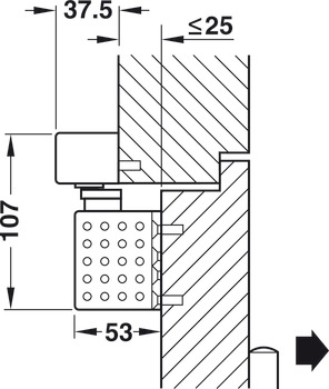 Overhead door closer, TS 93 GSR/BG Contur design, with guide rail, EN 2–5, Dorma