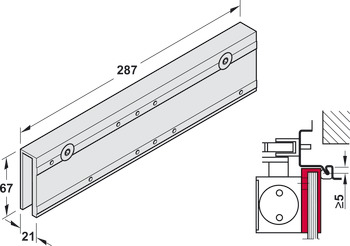 Clamping plate, for glass doors, for TS 4000 and TS 5000, overhead door closer, Geze