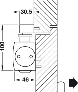 Overhead door closer, TS 5000 L, EN 2–6, with guide rail, Geze