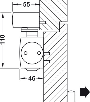 Overhead door closer, TS 5000 L-R, EN 2–6, with guide rail, Geze