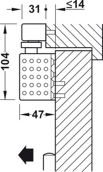 Overhead door closer, TS 92 B Basic, Contur design, with guide rail, EN 1–4, Dorma