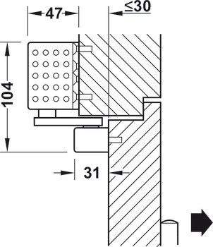 Overhead door closer, TS 92 B Basic, Contur design, with guide rail, EN 1–4, Dorma