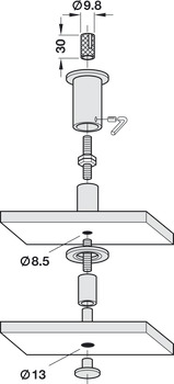 Suspension tube, Steel, shelf suspension system ⌀ 20 mm