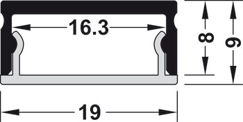Designer profile for under mounting, Profile 4105 for LED strip lights 10 mm