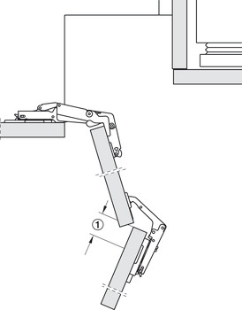 Concealed hinge, Häfele Metalla 510 A/SM 70°, for corner unit applications, full overlay mounting