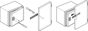 Follower hinge, For connecting the built-in refrigerator door with the pre-mounted furniture door
