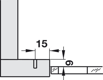 Concealed hinge, Häfele Metalla 510 A/SM 94°, blind corner application, for glass doors