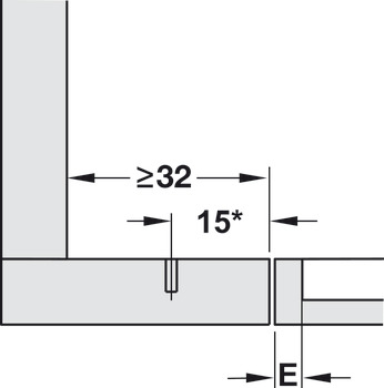 Concealed hinge, Häfele Metalla 510 A/SM 94°, for small blind corners