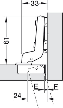 Concealed hinge, Häfele Metalla 510 SM 105°, inset mounting