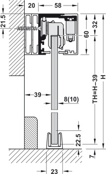 Sliding door fitting, Slido D-Line12 50F, set with running track