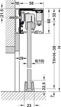 Sliding door fitting, Slido D-Line12 50F, set with running track