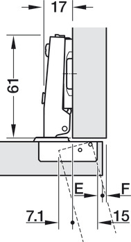 Concealed hinge, Häfele Metalla 510 SM 105°, full overlay mounting