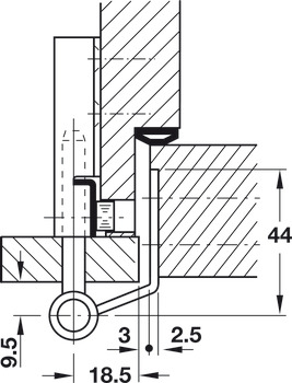 Wing part, Simonswerk V 0087 WF, For flush interior doors up to 70 kg