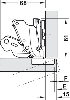 Concealed hinge, Häfele Metalla 510 SM 155°, full overlay mounting