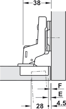 Concealed hinge, Häfele Metalla 310 A/SM 95°, inset mounting