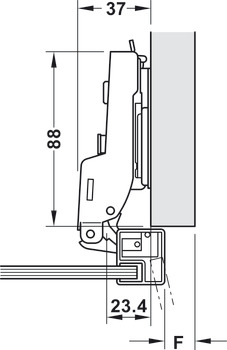 Concealed hinge, Häfele Metalla 310 A/SM 110°, half overlay mounting/twin mounting