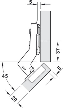 Concealed hinge, Häfele Metalla 310 A/SM, for wooden doors