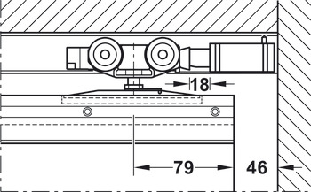 Track set, for pocket door solution, for Häfele Slido D-Line11 50I / 80I / 120I, 50L / 80L / 120L, 50J / 80J / 120J sliding door fittings