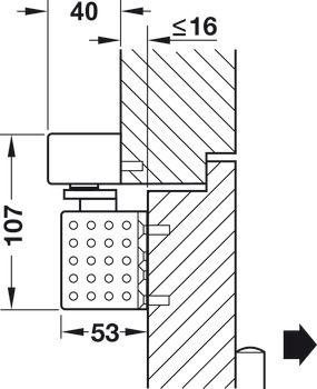 Overhead door closer, TS 92G EMR Contur design, with guide rail, EN 2–5, Dorma
