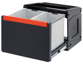 Two compartment waste bin with follower, 1 x 14 and 1 x 18 litres, Franke Cube 50