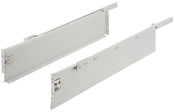 Drawer side runner system, single-walled, Häfele Matrix Box Single A25, single extension, height 118 mm, white, RAL 9010