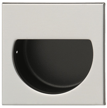 Inset handle, Stainless steel, square outside, semi-circular inside