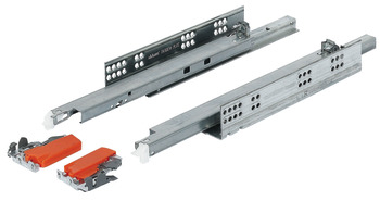 Concealed runner, Blum Tandem 560 H full extension, load-bearing capacity up to 30 kg, steel, for surface mounting, snap-in coupling