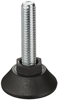 Adjusting screw, M8 and M10 thread, rigid, with plastic foot plate