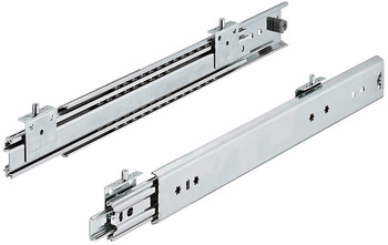 Ball bearing runners, full extension, load-bearing capacity up to 125 kg, steel, installation with pins