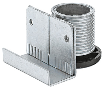 Plinth adjuster, with supporting bracket, for screw fixing