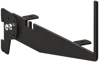 Inclined bracket, with lug to secure shelf
